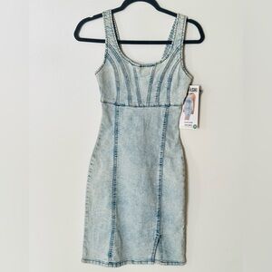 NWT Women’s Rewash Light Blue Denim Sleeveless Midi Dress with Side Split